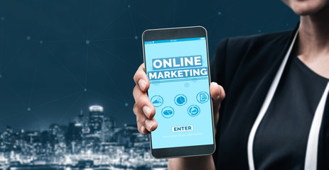 Digital Marketing Technology Solution for Online Business Concept - Graphic interface showing...