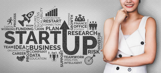 Start Up Business of Creative People Concept - Modern graphic interface showing symbol of...
