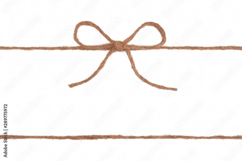 Wall mural Burlap rope bow isolated on white background - Wall murals