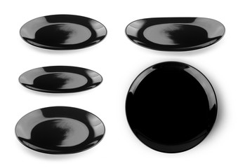 set of black plate on white background