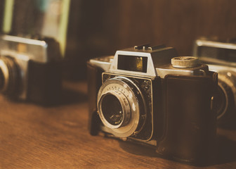 Collectibles Classic and old film camera. retro technology. vintage color tone.