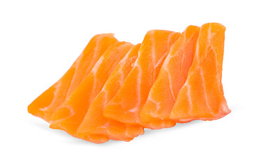 Slided Raw Salmon Sashimi White Background
