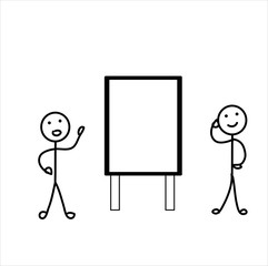 two stick man at an empty Board
