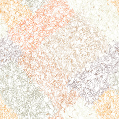Seamless pattern with grunge stained stylized marble rectangular elements in orange, brown, grey , white pastel colors