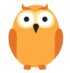 Cute owl sits. Vector flat illustration isolated on the white background