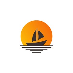 sail boat logo template, design concept vector