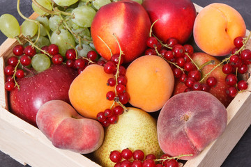 Fresh fruits as source minerals and vitamins. Slimming and dieting concept