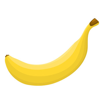 Fresh cartoon yellow banana icon logo emblem isolated on white background. Vector illustration for any design.