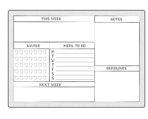 Daily planner template. Blank white page isolated on gray. Case Control Page.