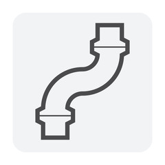 Pipe vector icon. Connection by flange fitting. Part for pipeline construction to transportation water, oil and gas. Also for water supply infrastructure, wastewater treatment, plumbing and irrigation