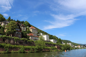 Fototapeta na wymiar Heidelberg river with a leisure atmosphere