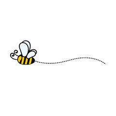 Funny Bee, Cute Bee and Honey Character Logo Vector