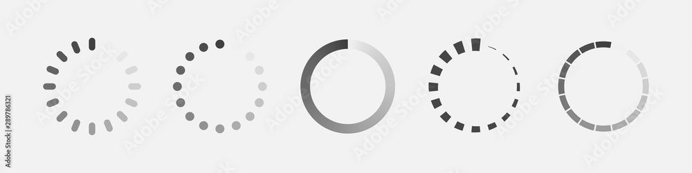 Poster Loader icon vector circle button. Load sign symbol progress bar for upload download round process. Vector illustration. 