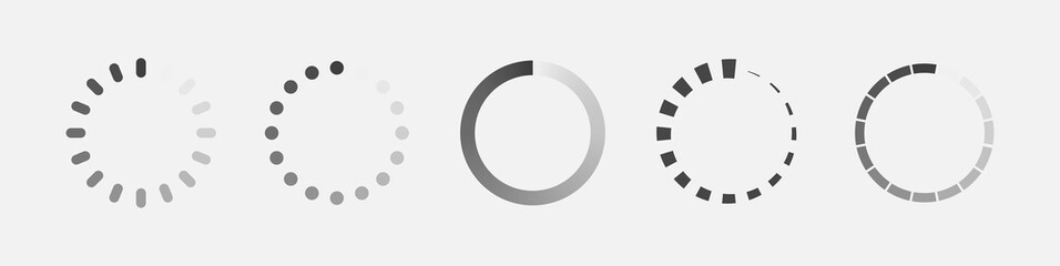 Fototapeta premium Loader icon vector circle button. Load sign symbol progress bar for upload download round process. Vector illustration. 