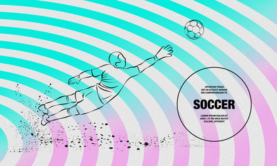 Save from the soccer goalkeeper. Vector outline of soccer player sport illustration.