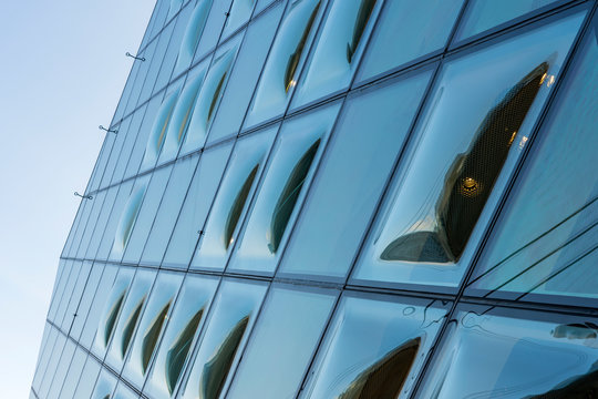 Close-Up View of Bubbled Double Curve Convex Glass Windows.