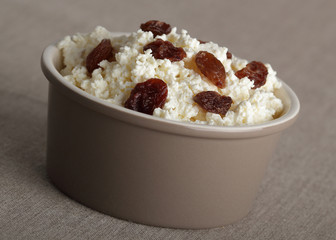 Bowl of Cottage Cheese with raisins
