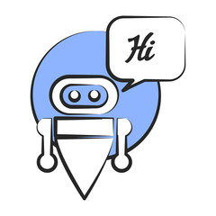 Chat Bot Icon. Flat logo. Hi speech bubble. 