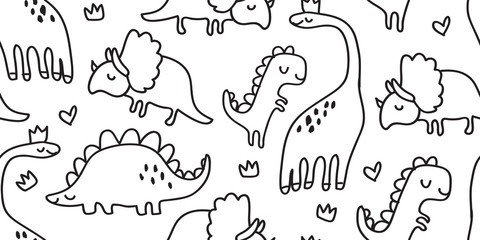 kids dino pattern as outline ink kids drawing © tanya