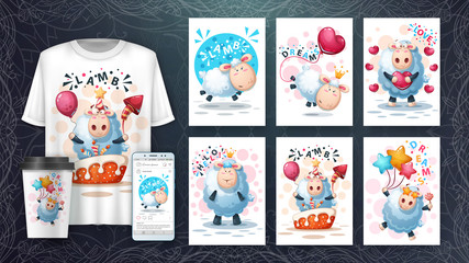 Cute, crazy lamb poster and merchandising