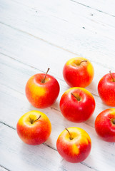 apple fruits on old white wooden table