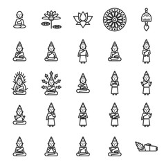 Buddhism and Oriental Religion in 64x64 px outline icon set