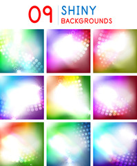 Set of vector shiny light abstract backgrounds with beam effects for your presentation