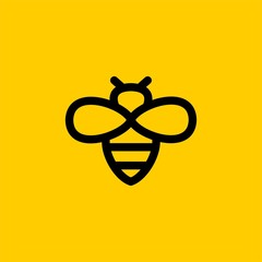 Bee logo design vector. Honeybee abstract symbol. Outline flying insect vector icon.