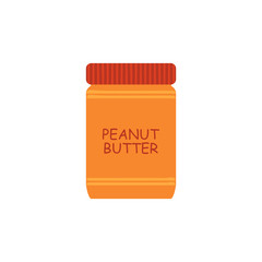 Jar of peanut butter isolated on white background. Vector illustration in freehand drawn style