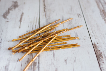 Salted bread sticks, salted straw snack.