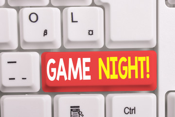 Writing note showing Game Night. Business concept for usually its called on adult play dates like...