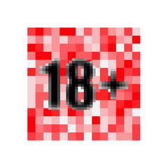 Under 18 sign warning symbol. Over 18 only censored. Eighteen age older forbidden adult content. Eps 10 vector illustration