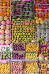 Colorful organic fruits in the street market. Healthy food. Sharm el Sheikh, Egypt