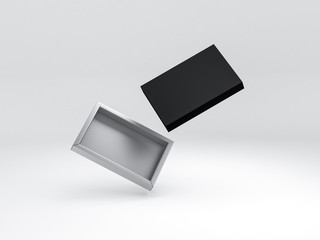 Flying Black with silver sliding part box Mockup packaging