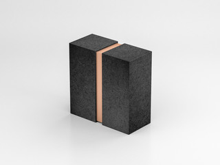 Black sliding Box Mockup with golden inner part