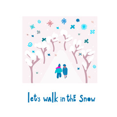 Obraz premium Lets walk snowflake tongue winter Christmas season