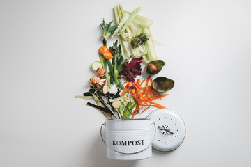 trash bin for composting with leftover from kitchen