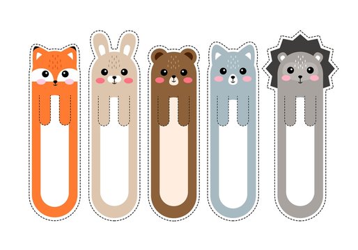 Bookmark paper sticker collection in flat design
