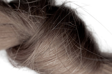 Macro shot of hair knot, brown color