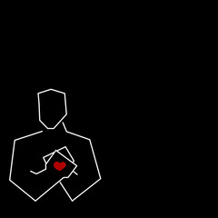 The man closes his heart with his hands in anticipation of love. Vector illustration.