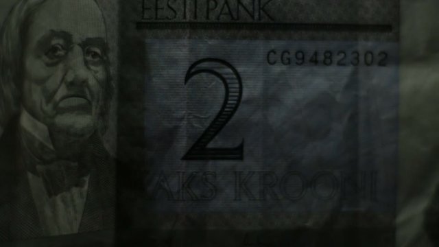 Close Up Of 2 Estonian Kroon Banknote. Replaced By &euro;, Non Cash