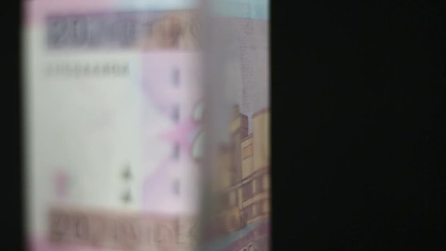 Close Up Of Lithuanian 20 Litas Banknote. Replaced By &euro;, Non Cash