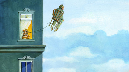 reality hanging on a thread visionary dream watercolor illustration