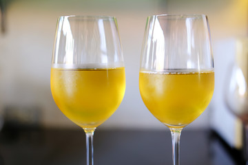 two glasses of white wine