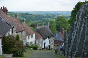 Fototapeta na wymiar View of a small town of Shaftesbury, England