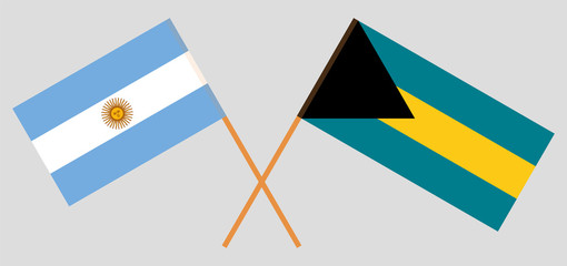 Bahamas and Argentina. Crossed Bahamian and Argentinean flags
