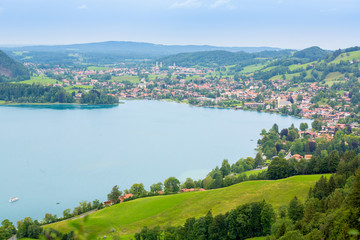 Fototapeta na wymiar Schliersee in a view from the top of the mountain