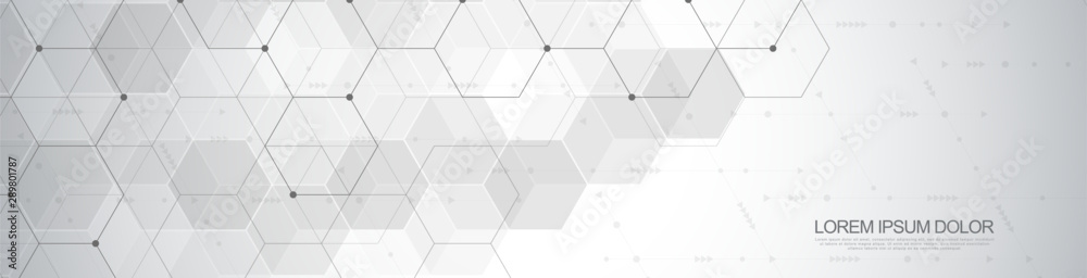 Wall mural vector hexagons pattern. geometric abstract background with simple hexagonal elements. medical, tech