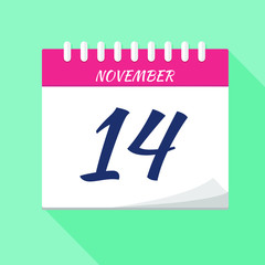Vector illustration. Calendar icon. Calendar Date - November 14. Planning. Time management.