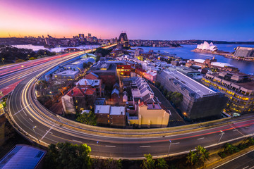Panorama view of Sydney city skyline in twilight,  Australia.
